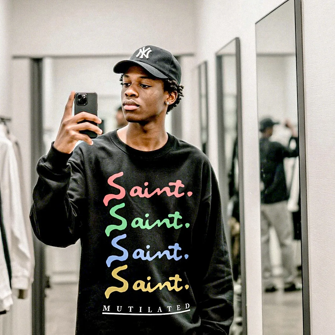 #SA80 SAINT pure cotton long-sleeved T P150 Color: Black Size: S-XL